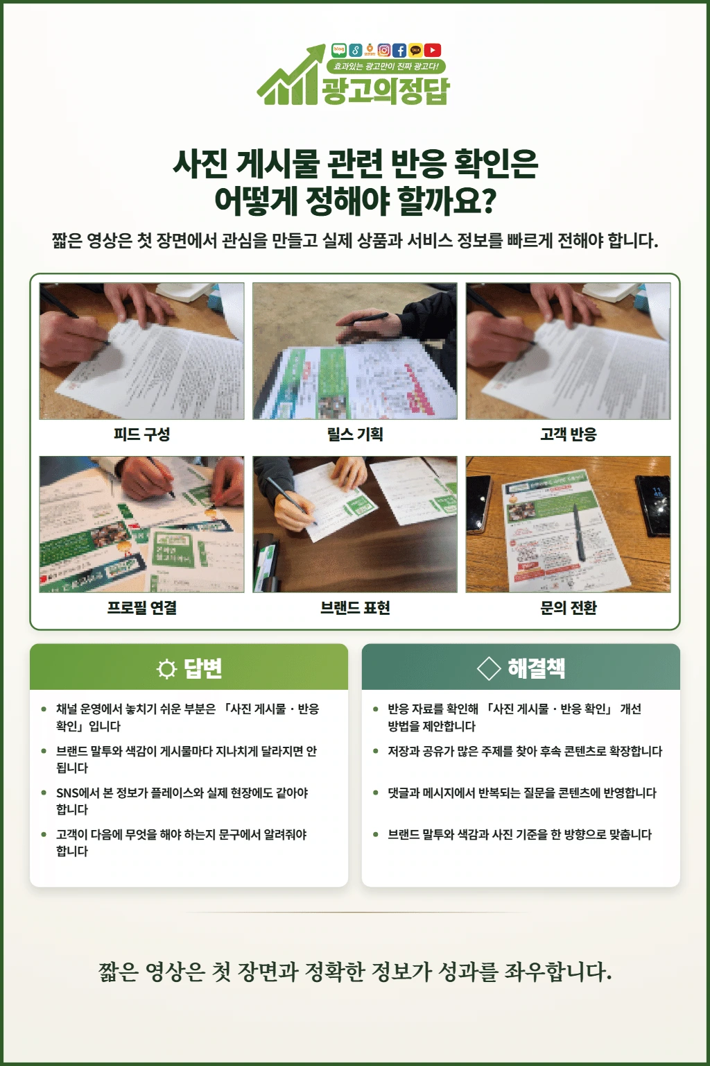 광고의정답 카드뉴스: 사진 게시물 관련 반응 확인은 어떻게 정해야 할까요?