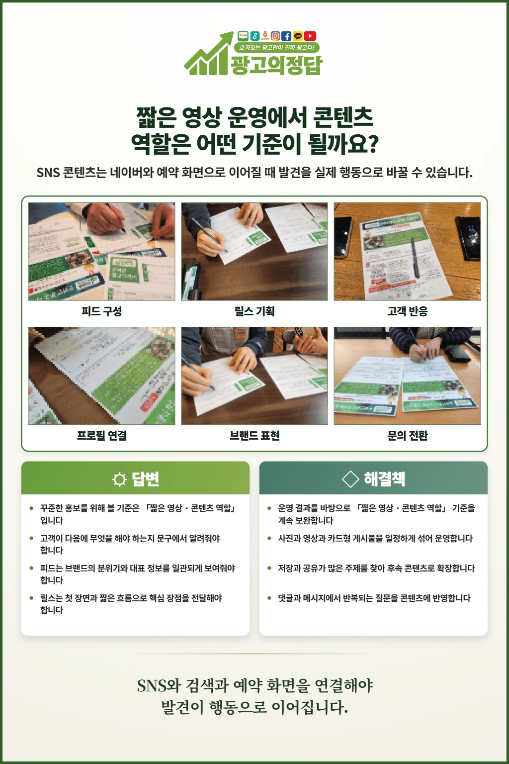 광고의정답 카드뉴스: 짧은 영상 운영에서 콘텐츠 역할은 어떤 기준이 될까요?